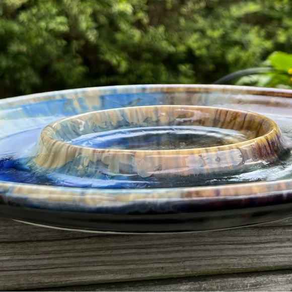 Kent Follette Pottery Crystalline Glaze Bread and Oil Dipping Plate 10.75” - Picture 7 of 16